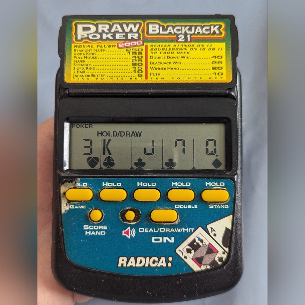 Radica Blackjack 21 & Draw Poker Handheld Casino Game Mod. 2812 Tested & Works_